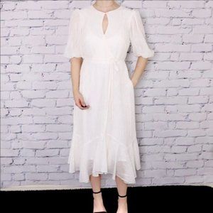 NWT Gabby Skye white puff sleeve midi dress c1